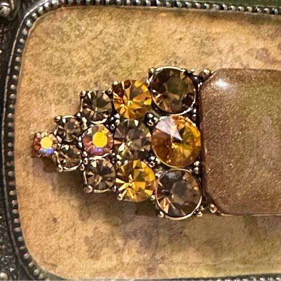 Belt Amber Genuine Leather Rhinestones size S main image 4